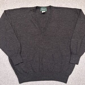 Wolsey Sweater Mens 44 Large Gray V-Neck Pure New Wool Golf Made in Scotland‎